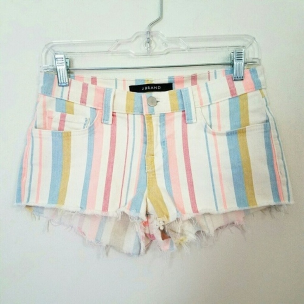 J Brand Candy Stripe Cutoff Denim Shorts 24